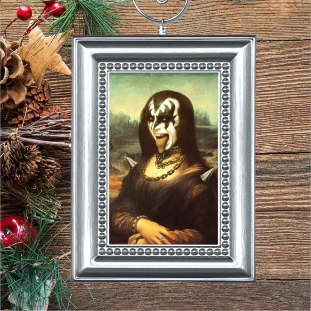 Kiss Gene Simmons Mona Lisa Parody Christmas Tree Ornament